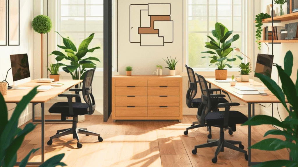 Bright coworking office designed to support SMART goals, focus, and productive work.